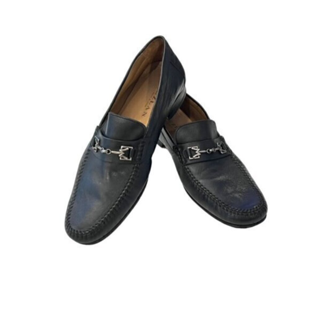 Mezlan Brussels Black Calfskin Men’s Moccasin Size 8.5 M Spain 6897 Silver M Bit